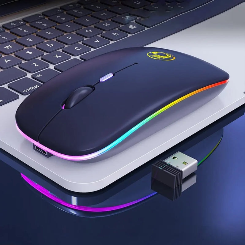 Mouse Led Sem Fio Bluetooth Dual Mode Wireless Recarregável