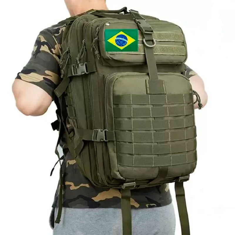 Mochila Impermeável Assault Cargueira Reforçada Tática Militar 50 Litros Tecido Poliéster