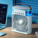 Ventilador Portátil USB com LED e Umidificador de Ar – Ideal para Mesa, Escritório e Viagens