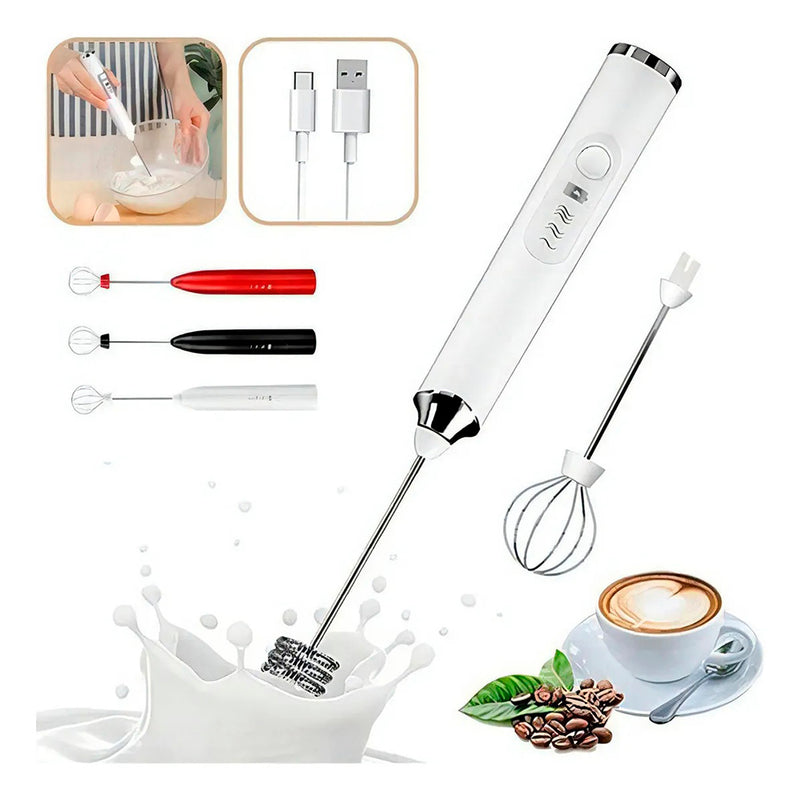 Batedeira Elétrica 2 em 1 Portátil – Perfeita para Café Cremoso e Omeletes