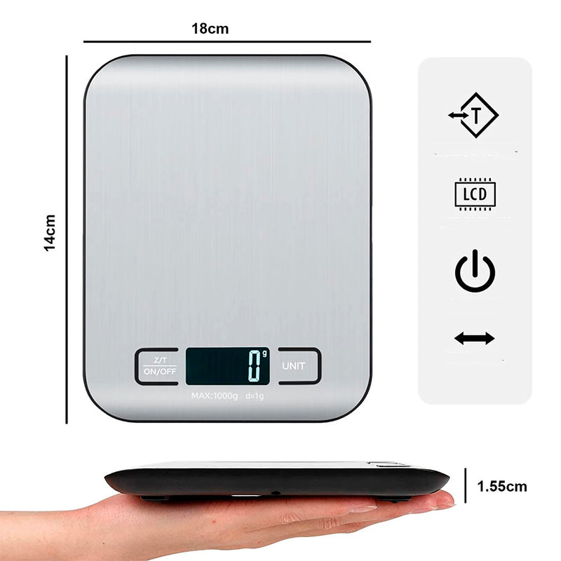 Balança Aço Inoxidável Digital Eletrônica Cozinha Alta Precisão