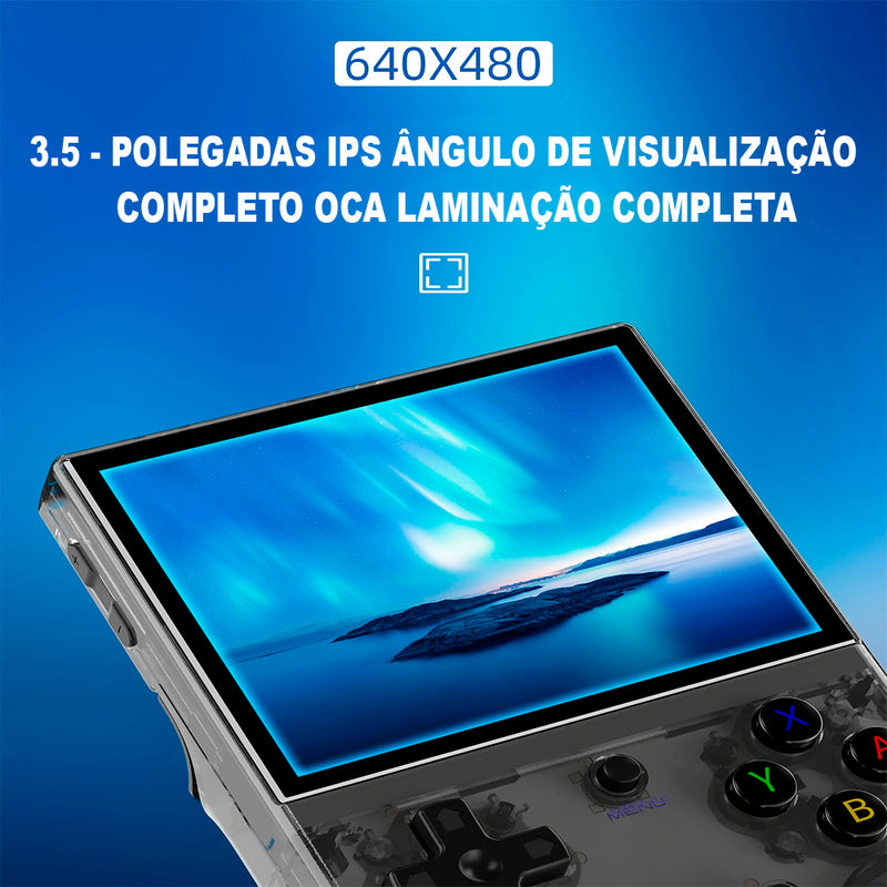 Console de Jogos Portátil Plus Retro Bateria Recarregável de 3300mAh Tela IPS de 3,5