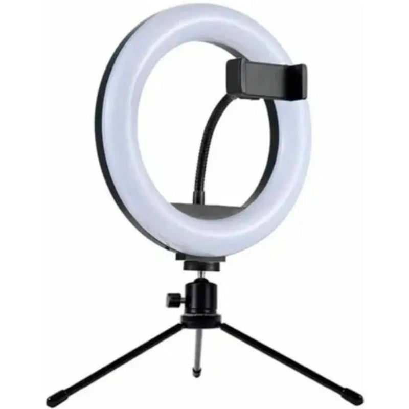 Ring Light Iluminador Led 8 Pol + Tripé De Mesa + Suporte Cel Video