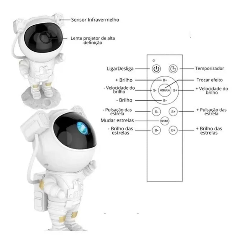Astronauta Galaxy Projetor Céu Estrelado Luz Noturna