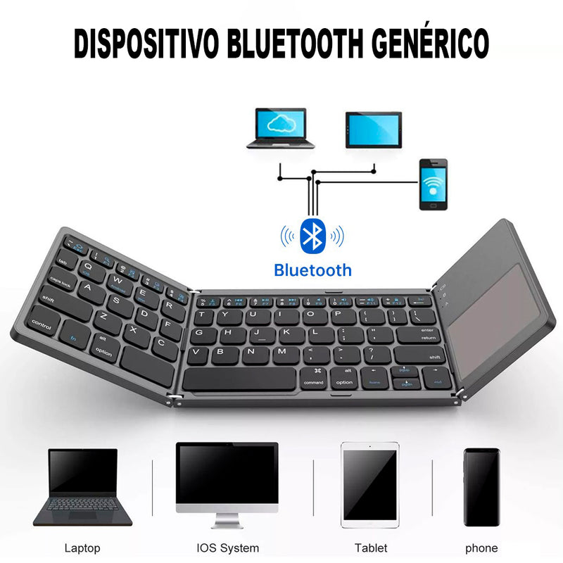 Teclado Sem Fio Dobrável Bluetooth Touchpad  Andoid IOS Windows