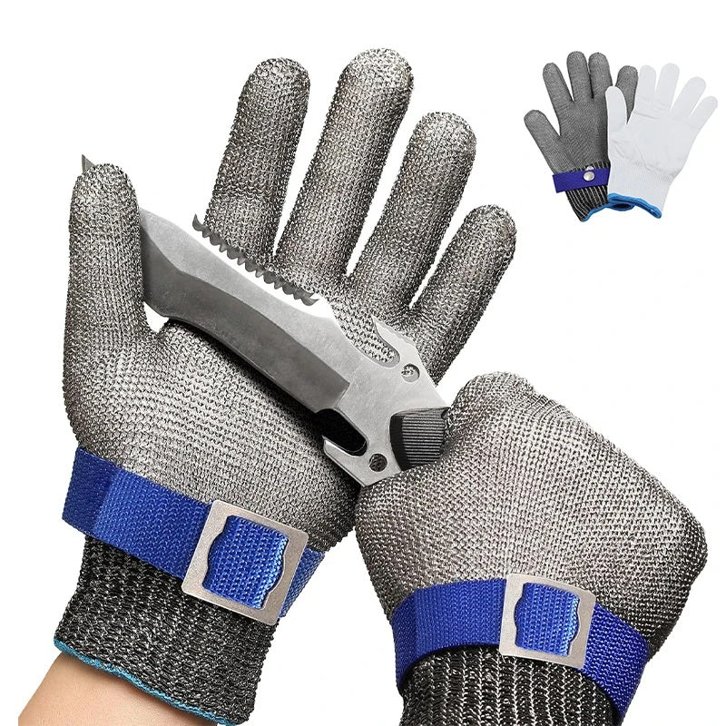 Luva Anticorte de Malha de Aço – Ideal para Corte de Carne e Segurança na Cozinha