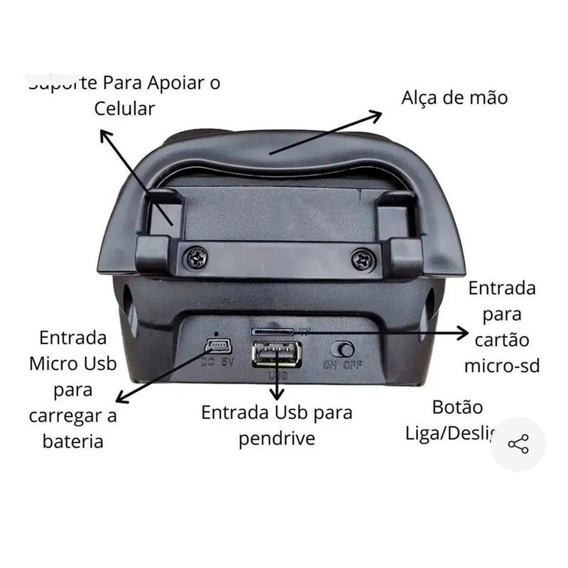 Caixa de Som Portátil Com Bluetooth