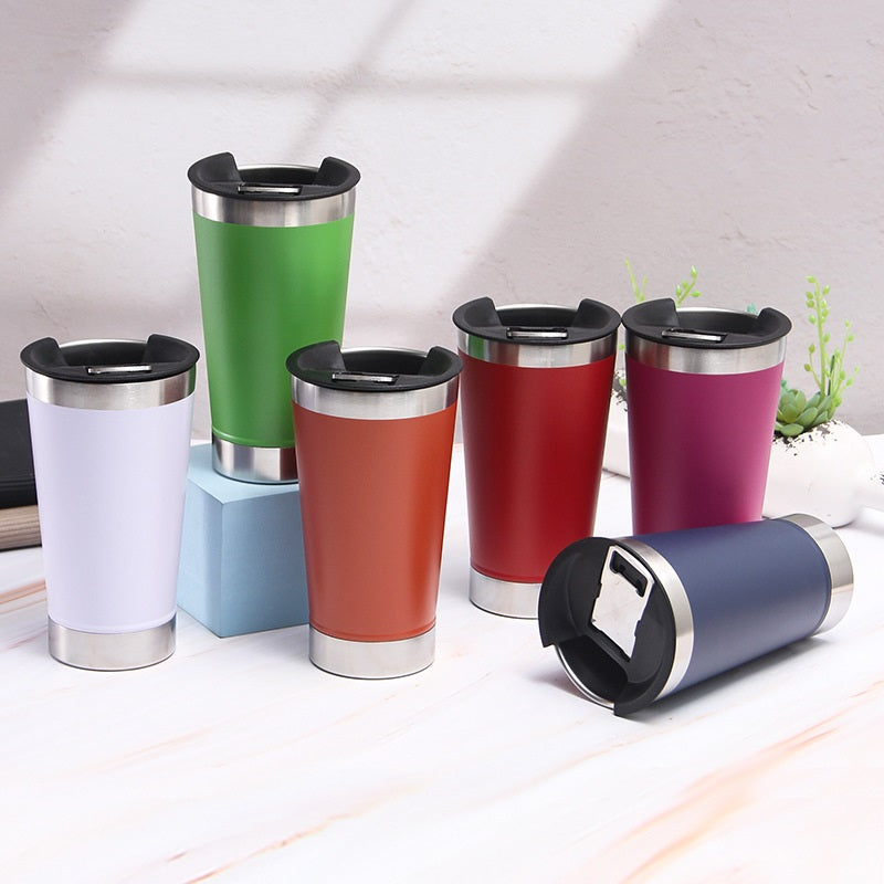Copo Térmico De Inox 473ML Com Tampa e Abridor de Garrafa
