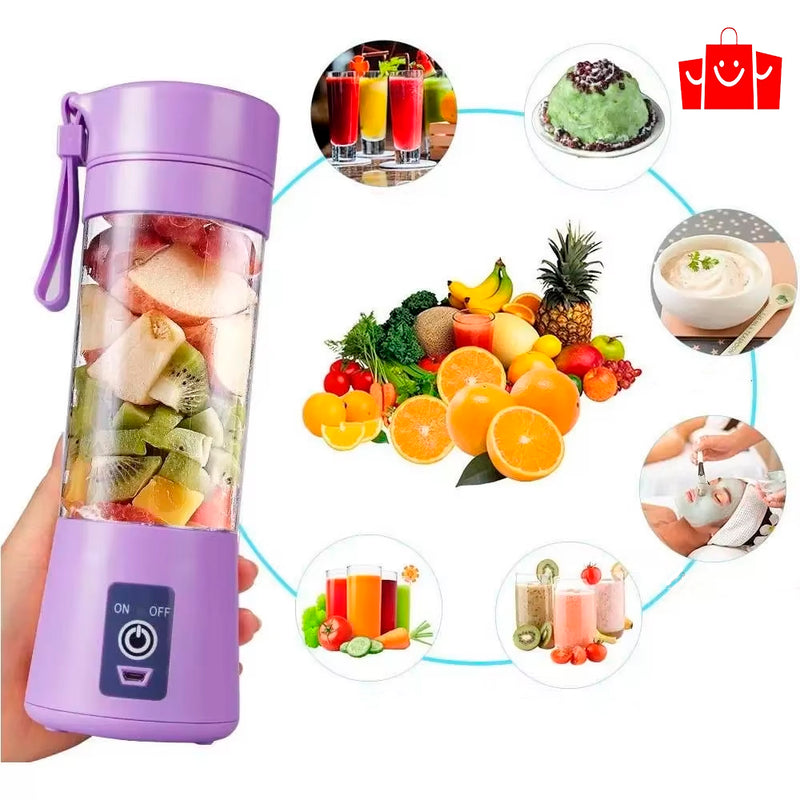 Mini Liquidificador Portátil USB Recarregável – 6 Lâminas para Sucos e Shakes
