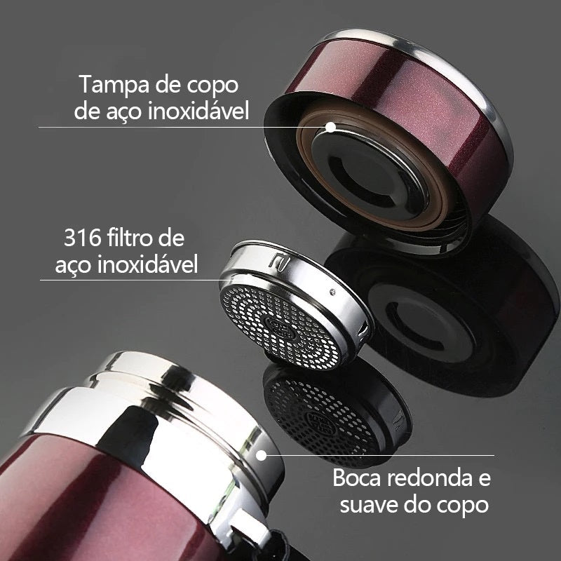 Garrafa Térmica 1000ml Inox Com Infusor Quente Fria Aço Inox