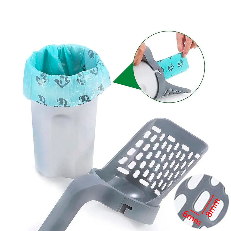 Pá de Limpeza para Gato com Dispenser – Coletor Integrado para Caixa de Areia e Vaso Sanitário Pet