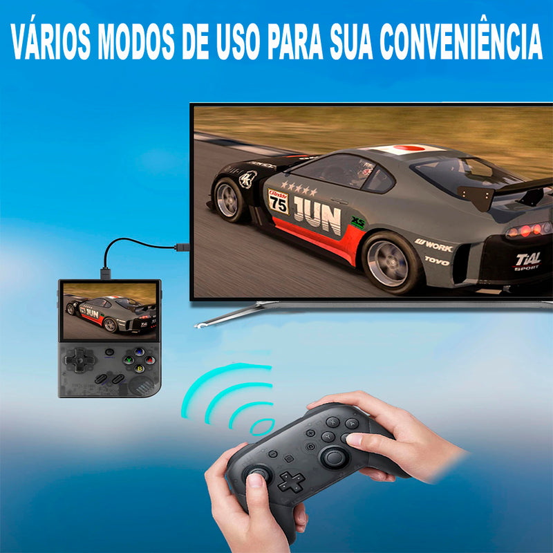 Console de Jogos Portátil Plus Retro Bateria Recarregável de 3300mAh Tela IPS de 3,5