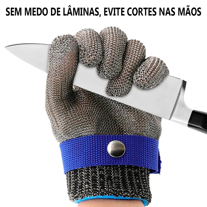 Luva Anticorte de Malha de Aço – Ideal para Corte de Carne e Segurança na Cozinha