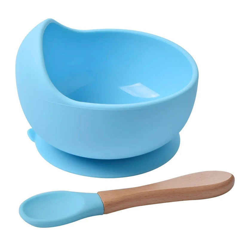 Conjunto de Tigela e Colher de Silicone para Alimentação Do Bebê