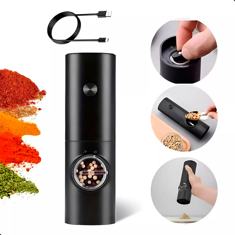Moedor Elétrico de Pimenta, Sal e Temperos – Automático com Ajuste de Moagem