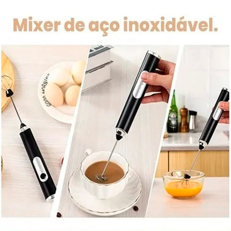 Batedeira Elétrica 2 em 1 Portátil – Perfeita para Café Cremoso e Omeletes