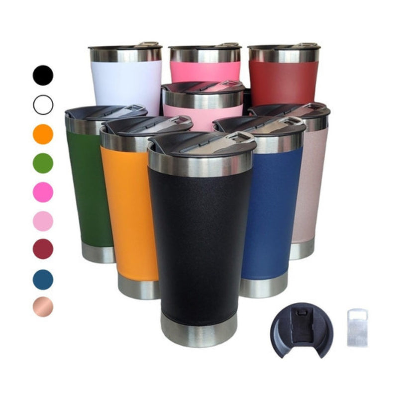 Copo Térmico De Inox 473ML Com Tampa e Abridor de Garrafa