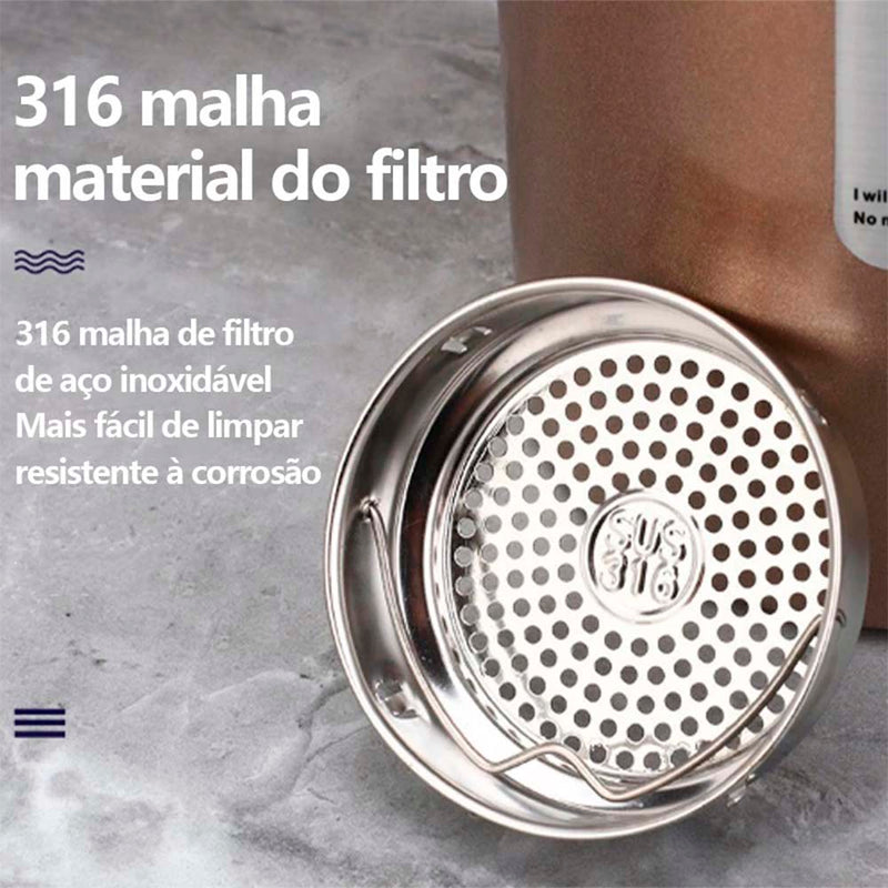 Garrafa Térmica 1000ml Inox Com Infusor Quente Fria Aço Inox