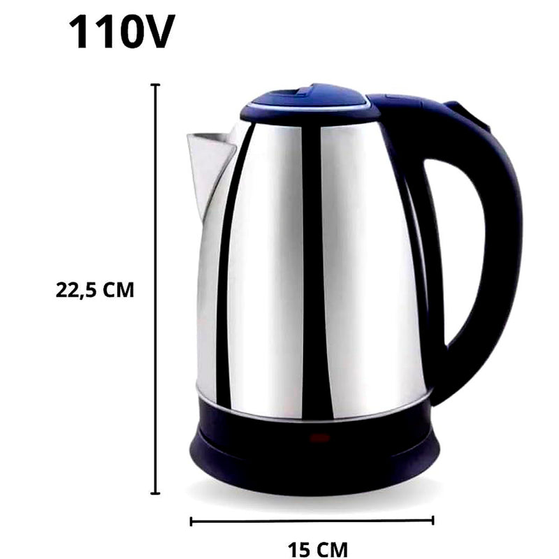 Chaleira Inox Elétrica 1.8L Com Desligamento Automático – Potente, Segura e com Base Giratória (1100W)