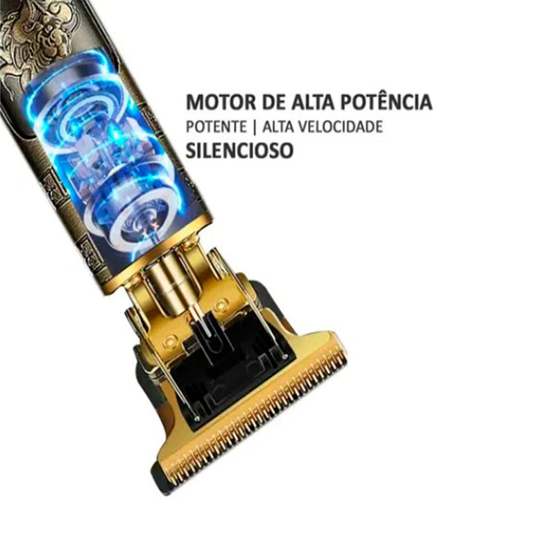Maquininha Elétrica Dragão para Cabelo e Barba – Máquina de Acabamento e Corte Profissional