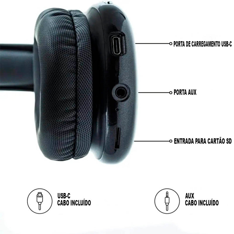Fone de Ouvido Bluetooth P9 Air HiFi Max – Som Estéreo Sem Fio com Microfone