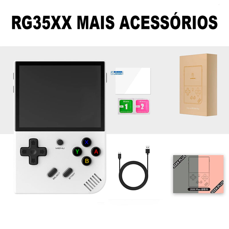 Console de Jogos Portátil Plus Retro Bateria Recarregável de 3300mAh Tela IPS de 3,5