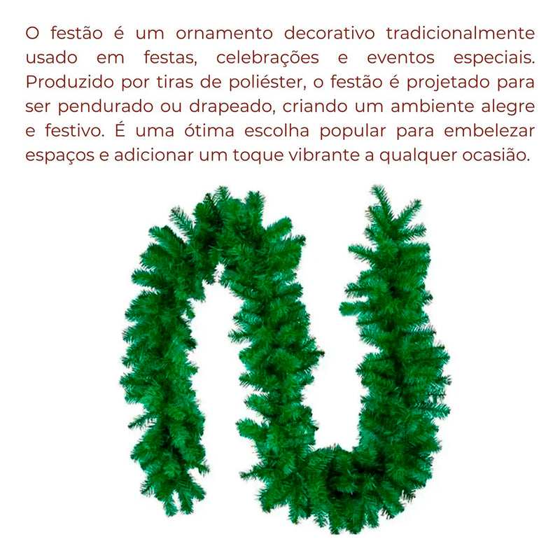 Festão Aramado 1,80m – Enfeite de Natal para Árvore, Guirlandas e Decoração Natalina