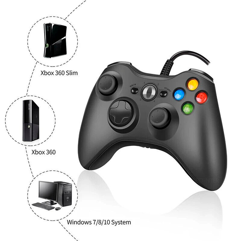 Controle 2 Em 1 Com Fio Para Xbox 360 Pc