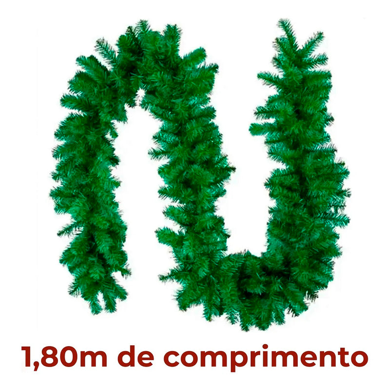 Festão Aramado 1,80m – Enfeite de Natal para Árvore, Guirlandas e Decoração Natalina