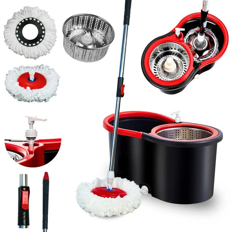 Mop Giratório Completo Nybc – Cesto em Inox com 2 Refis e Saboneteira Integrada