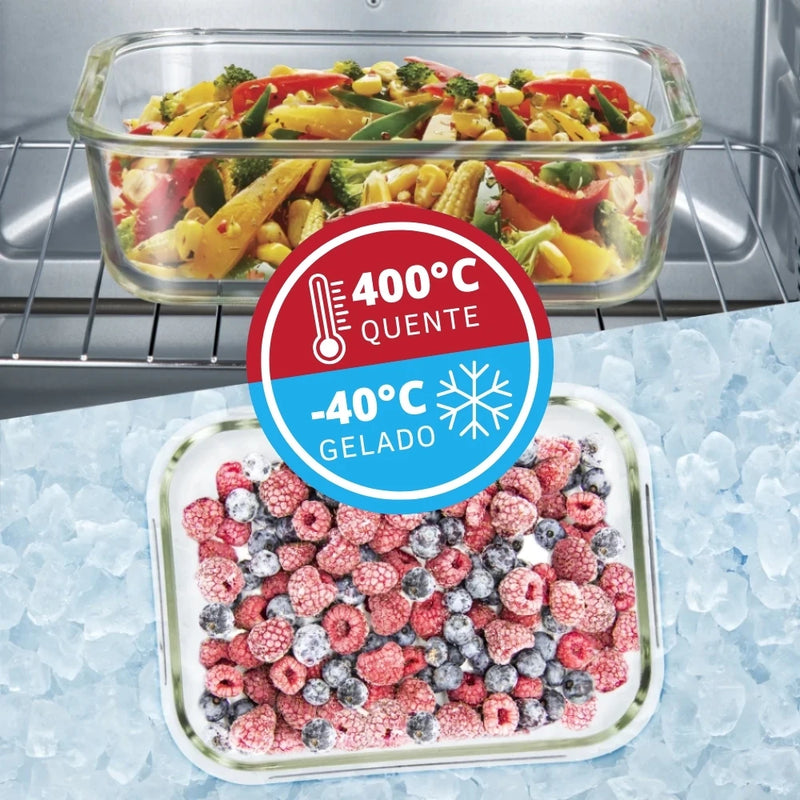 Pote Com Tampa Hermética Armazenamento de Alimentos 640ml - KIT 02 UND