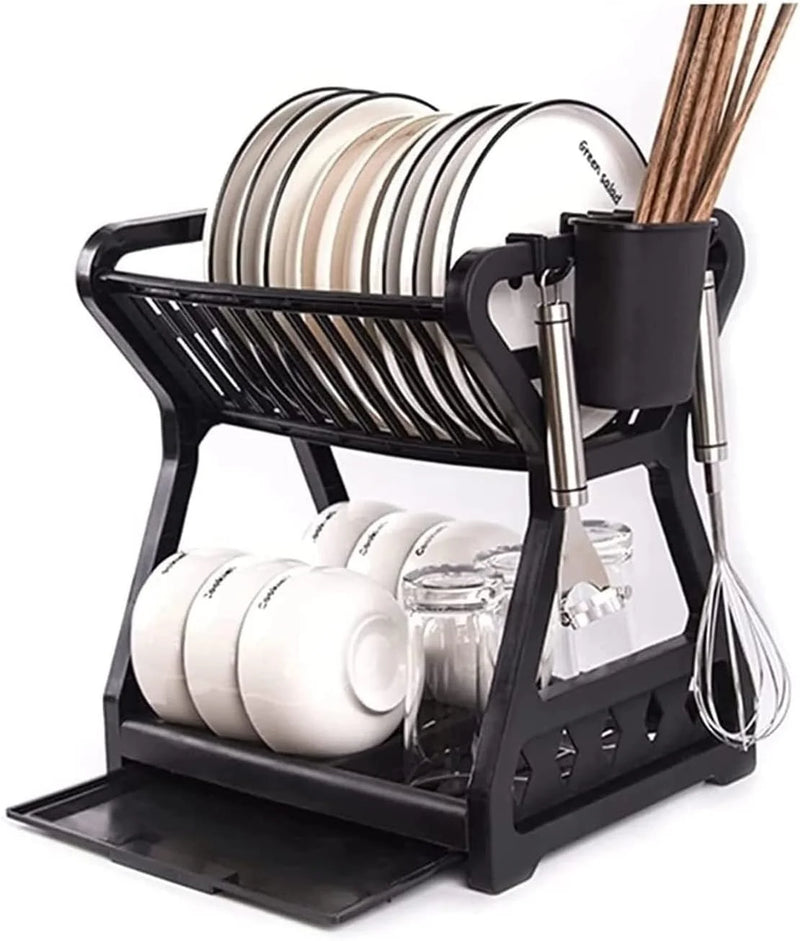 Escorredor de Louça Duplo – Suporte Prático para Pratos, Talheres e Organização da Cozinha