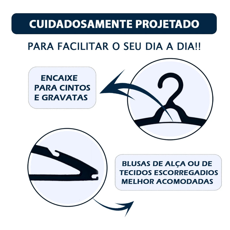 Kit 50 Cabides Organizadores de Roupas Adulto – Praticidade e Envio Imediato