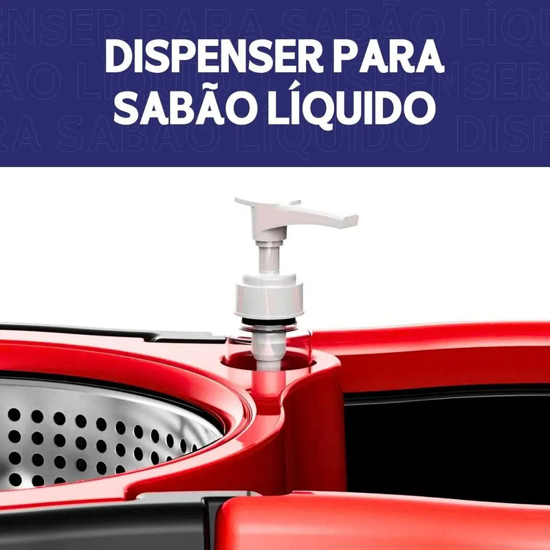 Mop Giratório Completo Nybc – Cesto em Inox com 2 Refis e Saboneteira Integrada
