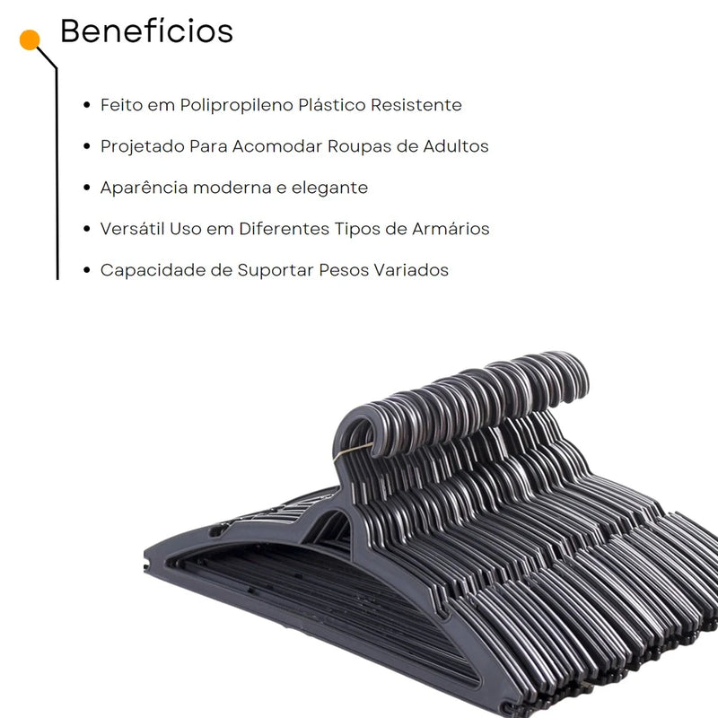 Kit 50 Cabides Organizadores de Roupas Adulto – Praticidade e Envio Imediato