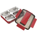 Marmita de Aço Inox 2 Litros Com Divisórias e Talheres