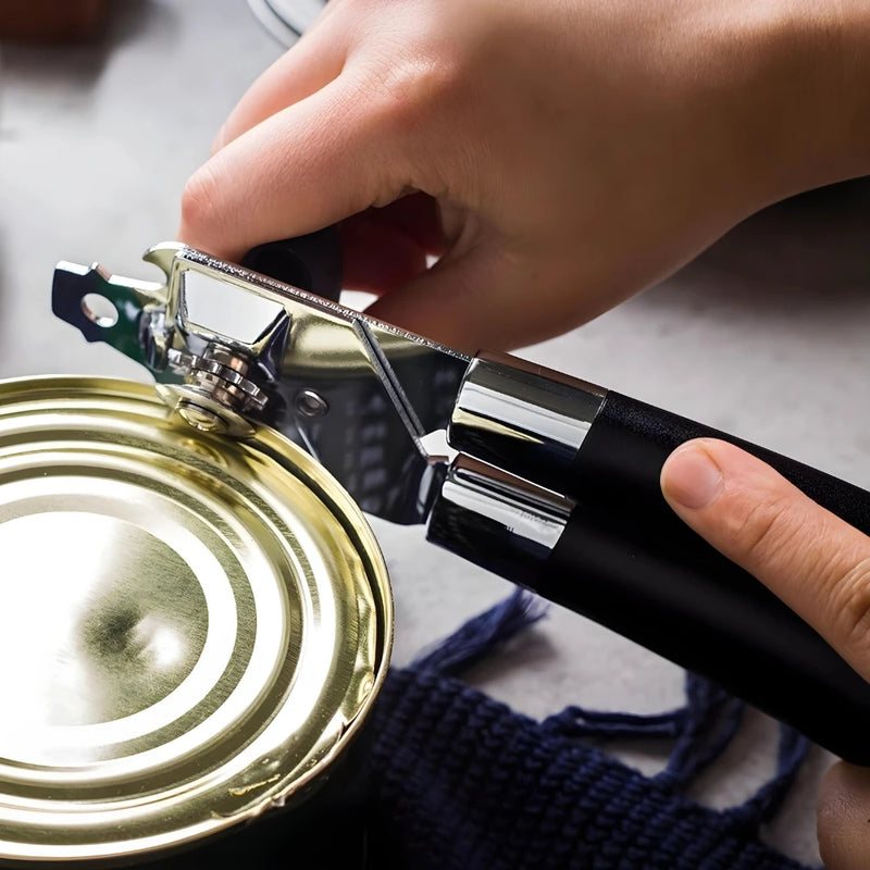  Abridor de Latas em Aço Inoxidável – 2 em 1 para Latas e Garrafas com Cabo Confortável
