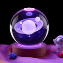 Bola de Cristal Luminária LED – Base de Madeira para Decoração Moderna