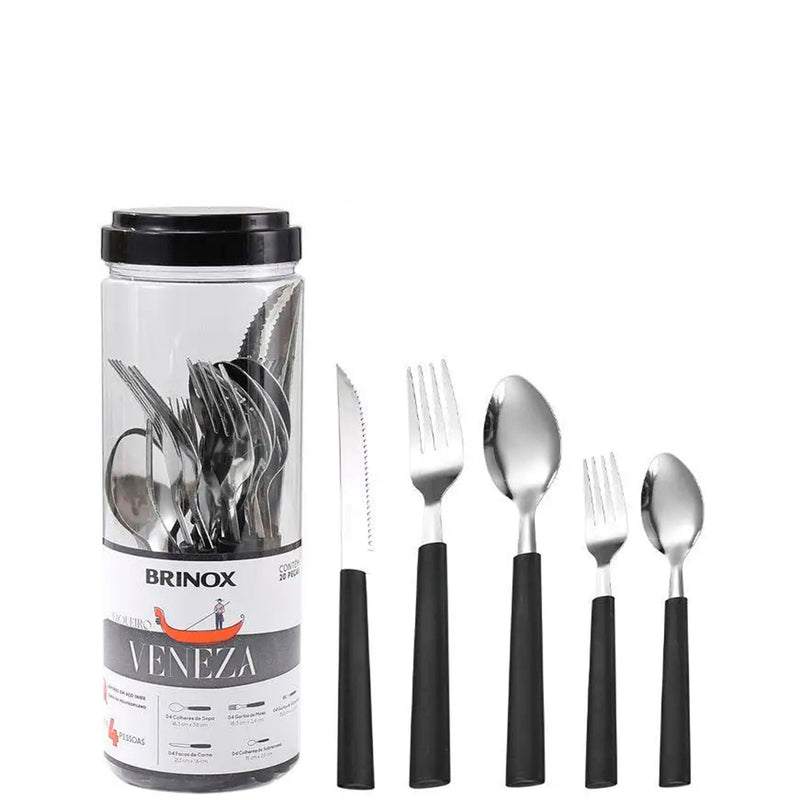 Brinox Faqueiro Inox 20 Peças Veneza – Ideal para o Dia a Dia e Refeições Especiais