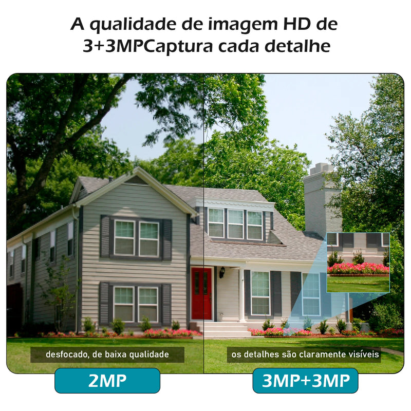 Câmera de Vigilância Wi-Fi Icsee 6MP 4K – Smart 360° com Visão Noturna e Detecção de Movimento