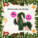 Enfeite de Natal Festão 2m – Kit 5 Unidades para Árvores e Ambientes