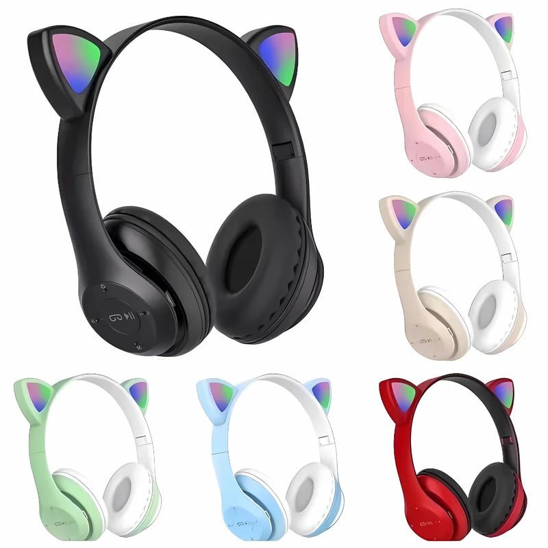 Fone de Ouvido Sem Fio Gatinho LED – Bluetooth Estéreo Meninas e Meninos