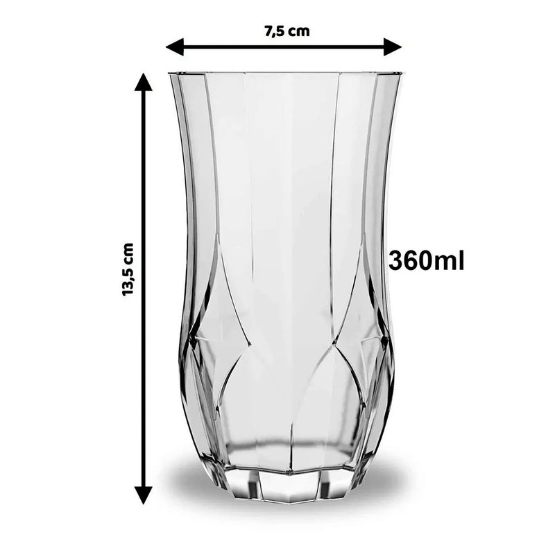 Jogo de 6 Copos Nadir Opera 360ml – Vidro Resistente e Design Elegante