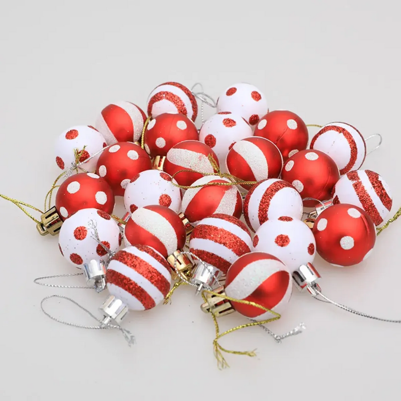 Kit 30 Enfeites de Natal 3cm – Bolinhas Decorativas para Árvore