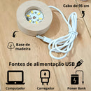 Luminária Bola de Cristal Decorativa – LED com Base de Madeira Natural