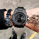 SANDA-Relógios de quartzo impermeáveis masculinos, display duplo, relógio digital LED, relógio esportivo militar, Top luxo