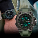 SANDA Relógios esportivos de moda marca de luxo à prova d 'água com cronógrafo duplo display masculino

