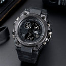 Sanda relógio esportivo masculino de quartzo, display duplo, led, eletrônico, digital, à prova d'água, militar