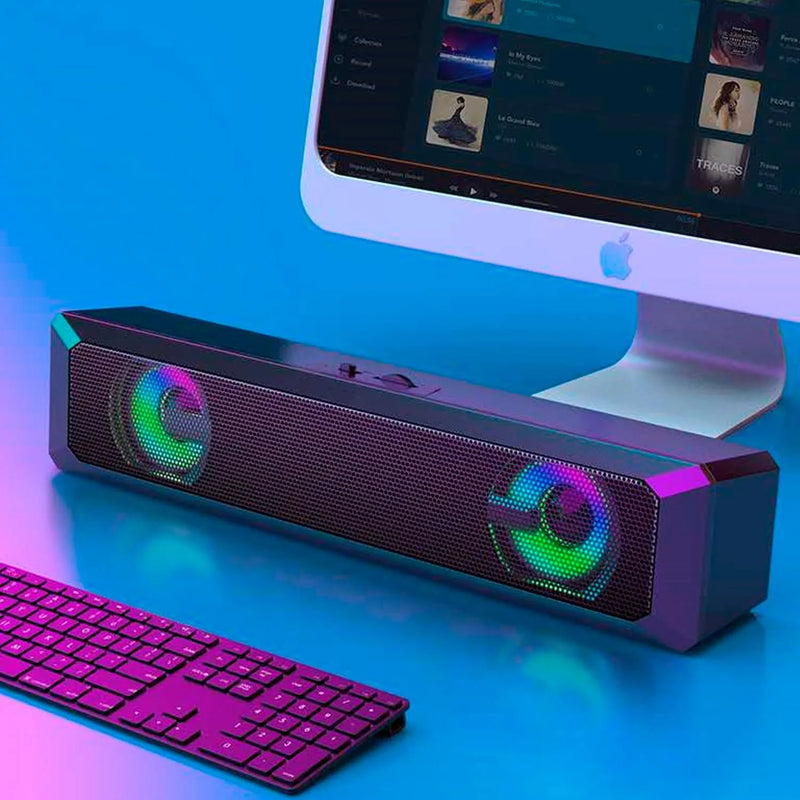 Soundbar Gamer 6W com LED RGB – Som Potente Estéreo USB P2 Plug and Play
