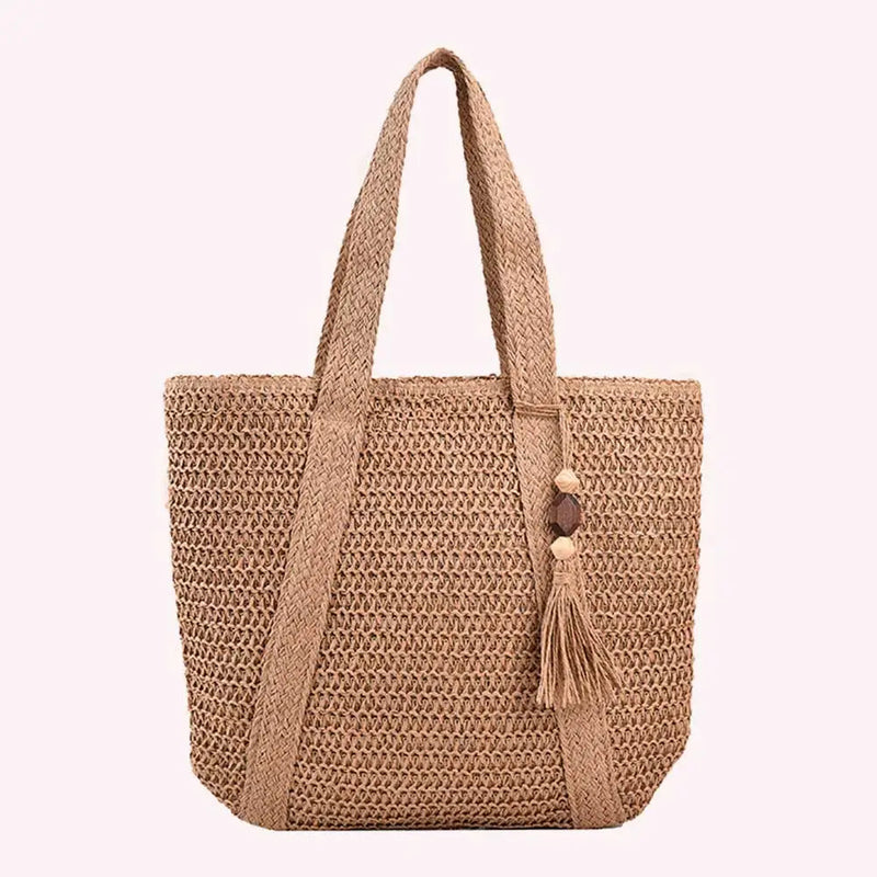 Bolsa Trançada de Praia Feminina de Palha